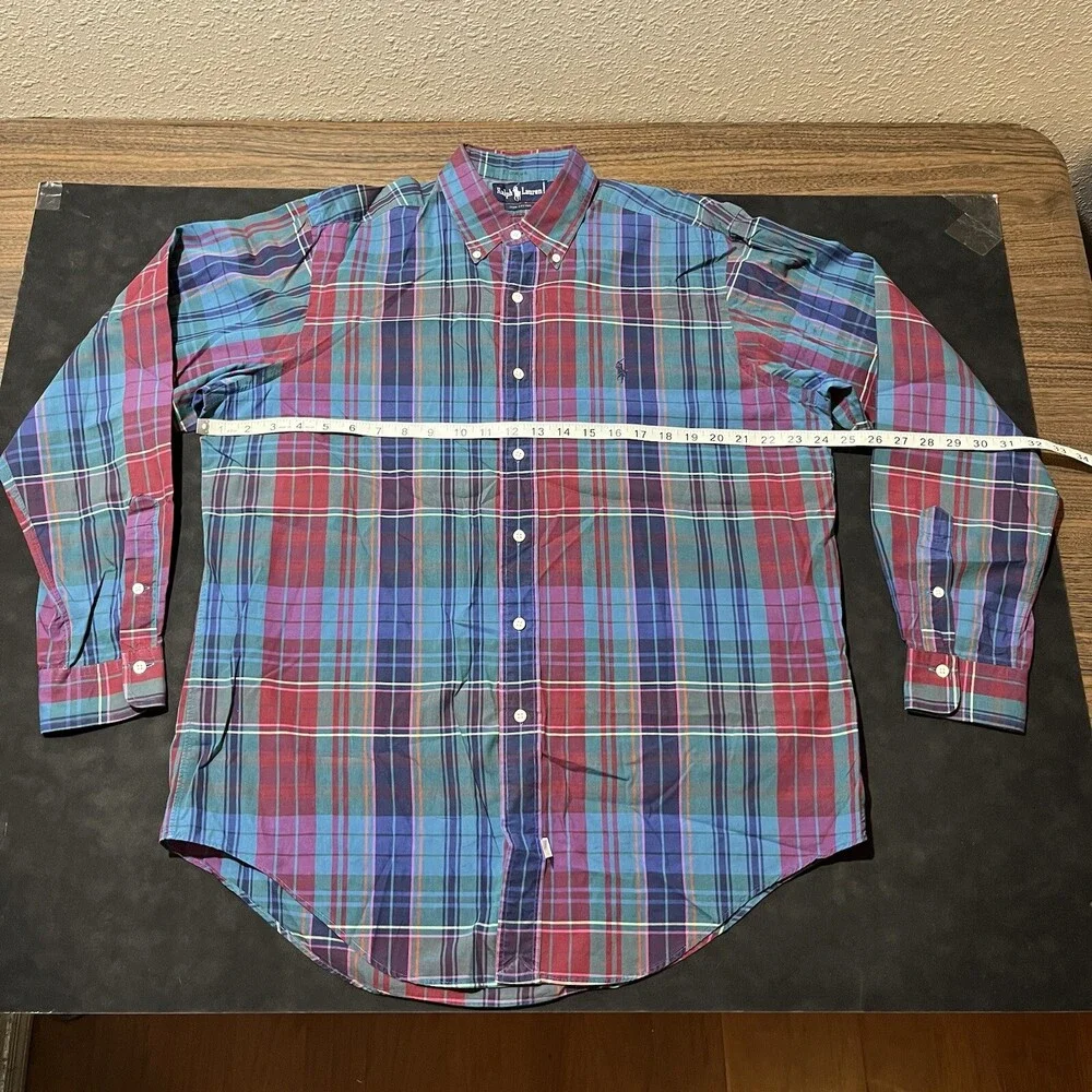 Vintage Polo Ralph Lauren Purple Flannel Shirt 1980s Country Plaid Button up